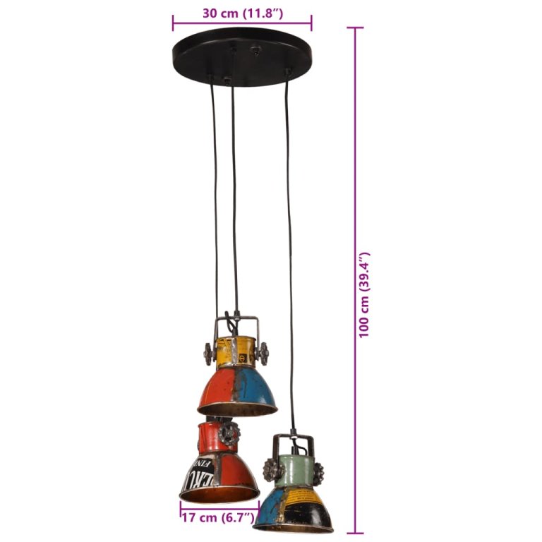 Lampă suspendată 25 W, multicolor, 30x30x100 cm, E27