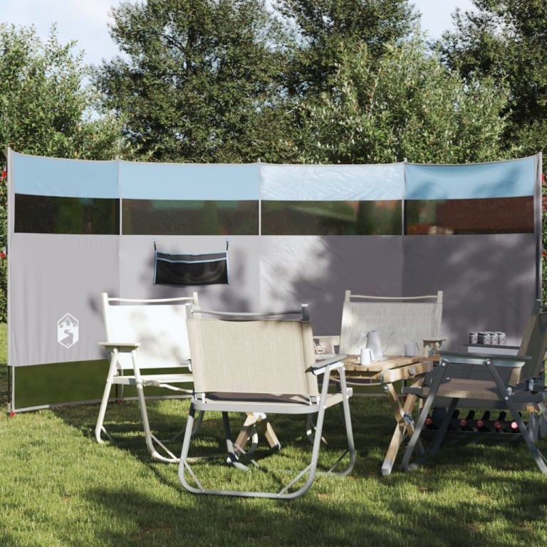 Paravan de camping, albastru, 366x152x152 cm, impermeabil