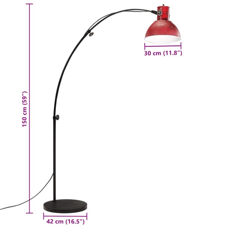 Lampă de podea, 25 W, roșu uzat, 150 cm, E27