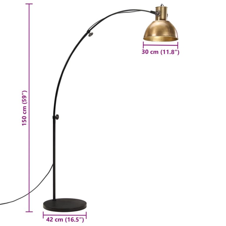 Lampă de podea 25 W, alamă antichizată, 150 cm, E27