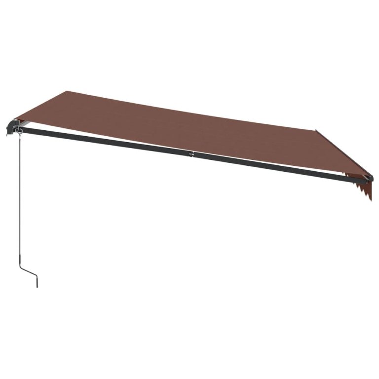 Copertina retractabilă manual cu LED-uri, maro, 400x350 cm