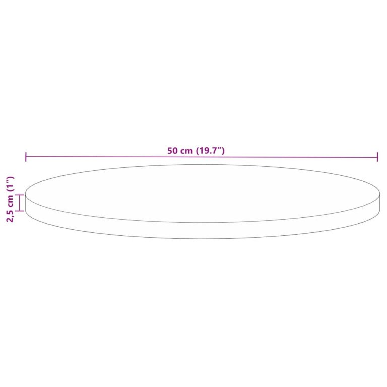 Blat de masă rotund, Ø 50x2,5 cm, lemn masiv reciclat