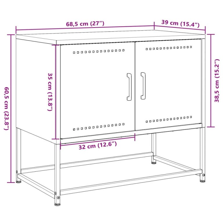 Dulap TV, antracit, 68,5x39x60,5 cm, oțel