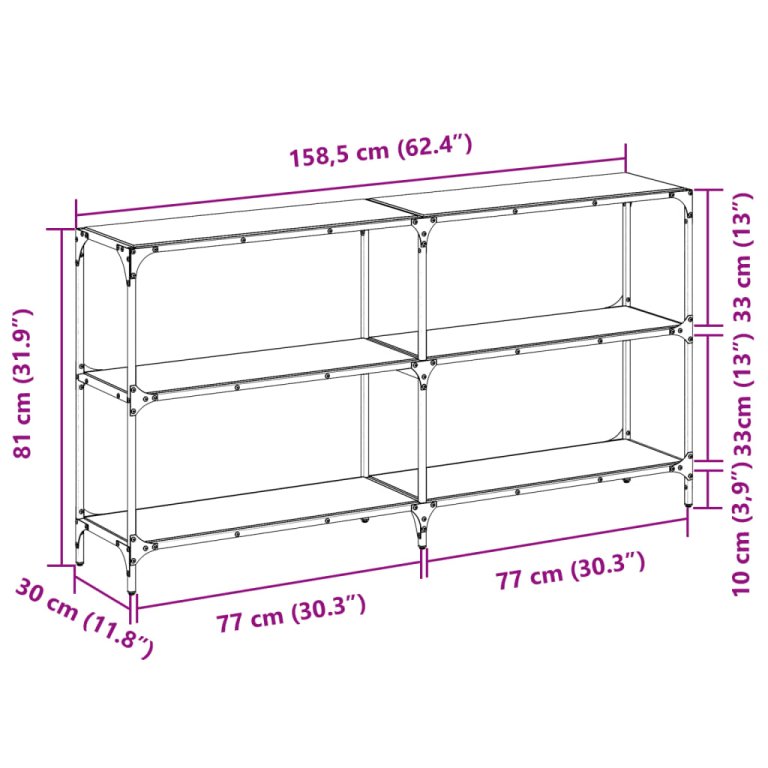 Măsuță de cafea blat din sticlă transparentă 158,5x30x81cm oțel