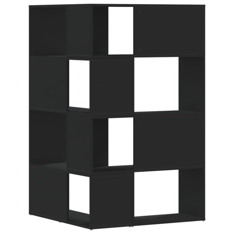 Bibliotecă 4 niveluri, negru, 85x85x140 cm, lemn prelucrat