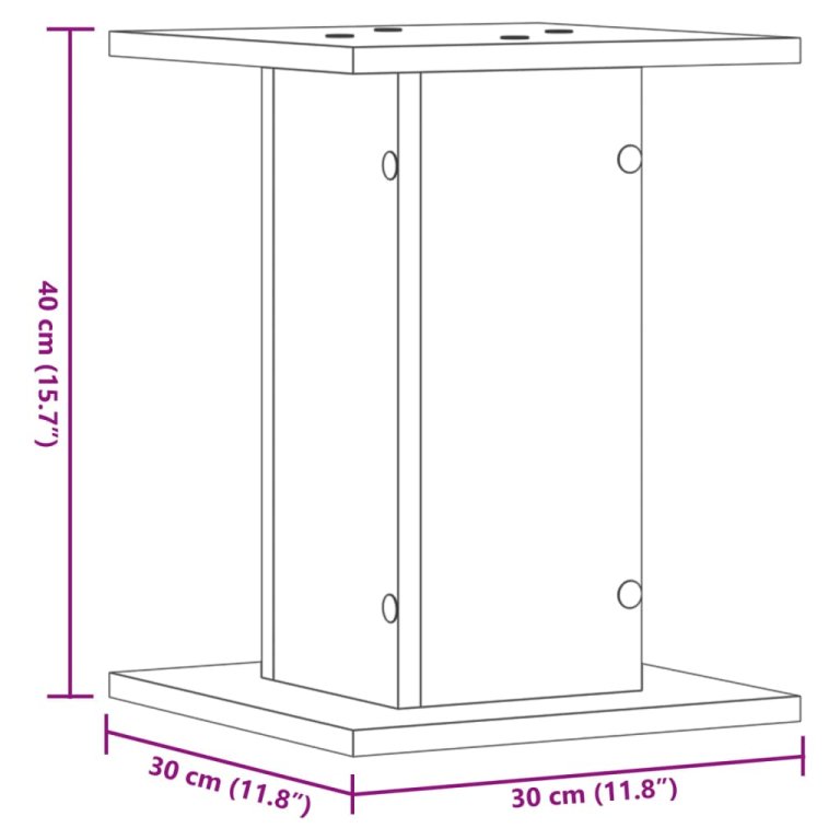 Suporturi difuzoare 2 buc. gri beton 30x30x40 cm lemn prelucrat