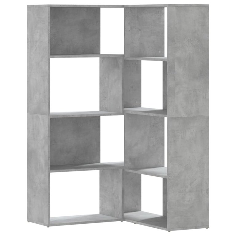 Bibliotecă 4 niveluri gri beton 85x85x140 cm lemn prelucrat