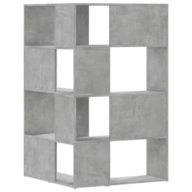 Bibliotecă 4 niveluri gri beton 85x85x140 cm lemn prelucrat