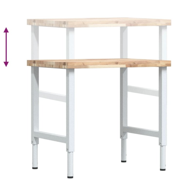 Banc lucru 80x60x(73-99,5) cm lemn masiv acacia dreptunghiular