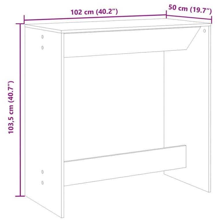 Masă de bar, negru, 102x50x103,5 cm, lemn prelucrat