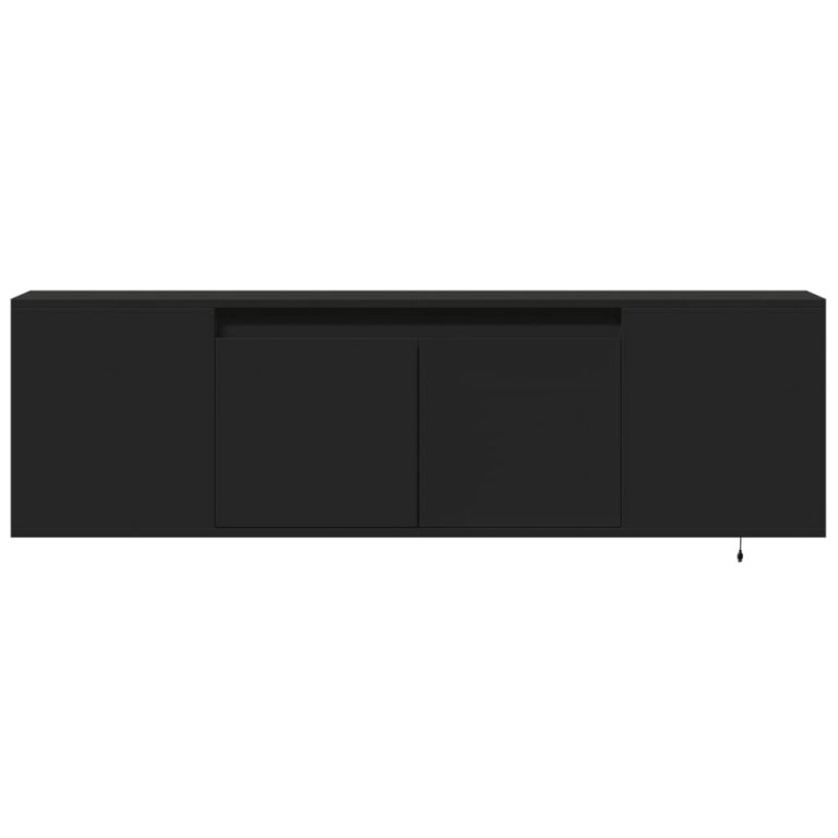 Dulap TV de perete cu lumini LED, negru, 135x31x39,5 cm