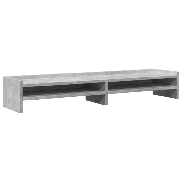 Suport de monitor, gri beton, 100x24x16 cm, lemn prelucrat