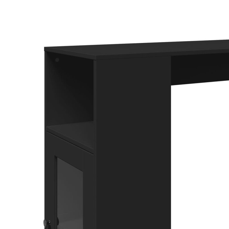 Masă de bar cu rafturi, negru, 101x40x103,5 cm, lemn prelucrat