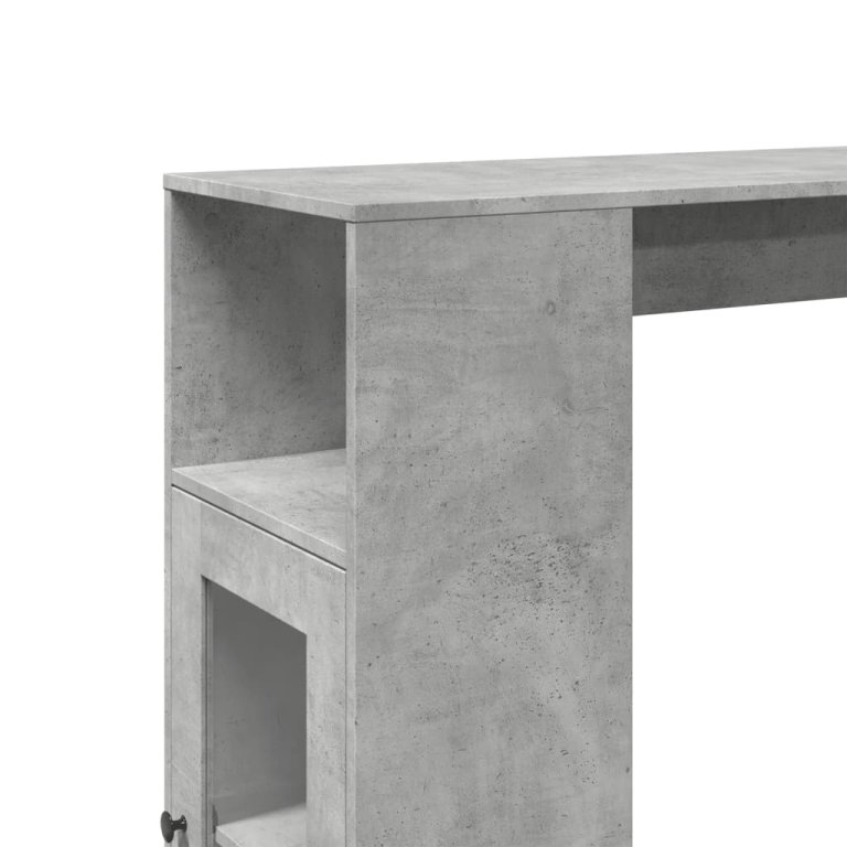 Masă de bar cu rafturi gri beton 101x40x103,5 cm lemn prelucrat