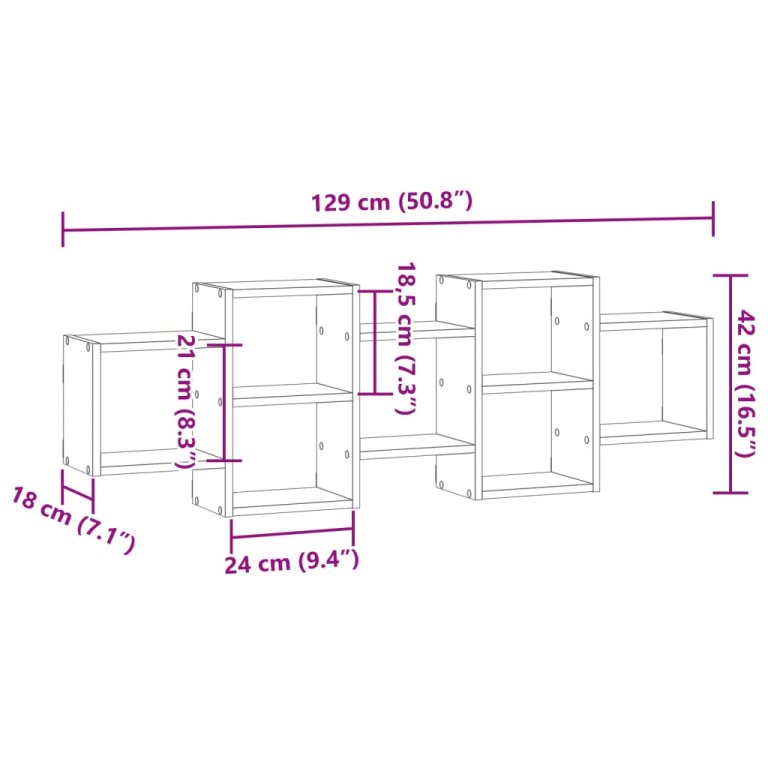 Raft de perete, alb, 129x18x42 cm, lemn prelucrat