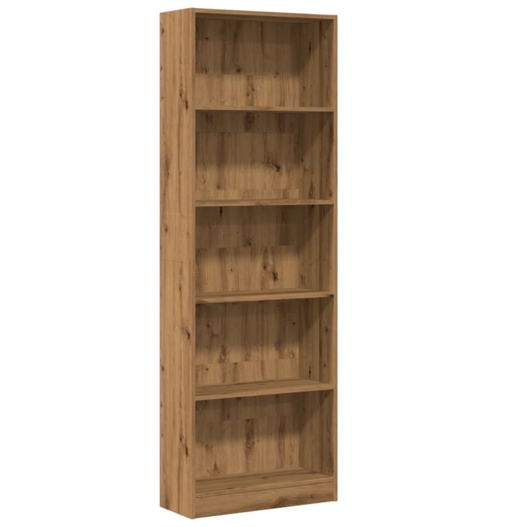 Bibliotecă, stejar artizanal, 60x24x176 cm, lemn prelucrat