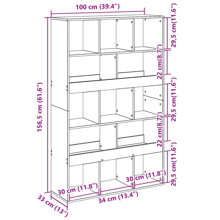 Bibliotecă, gri sonoma, 100x33x156,5 cm, lemn prelucrat