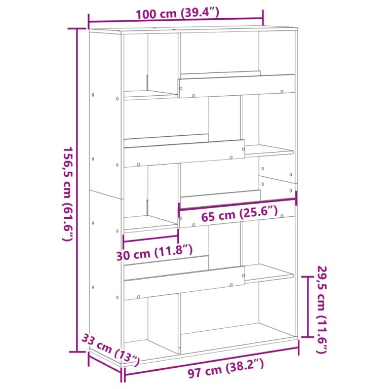 Bibliotecă, gri sonoma, 100x33x156,5 cm, lemn prelucrat