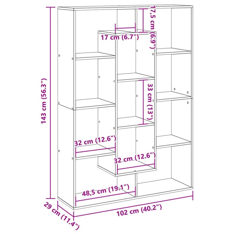 Bibliotecă, lemn vechi, 102x29x143 cm, lemn prelucrat