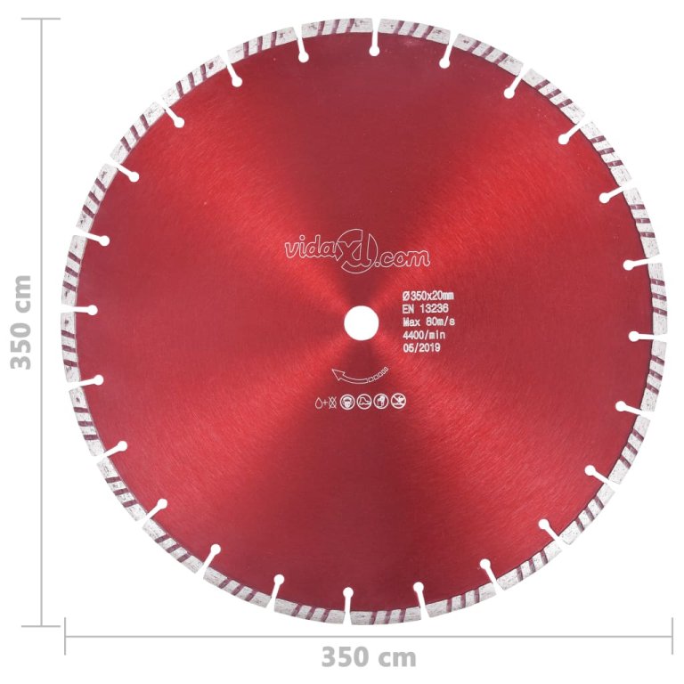 Disc diamantat de tăiere cu turbo, oțel, 350 mm