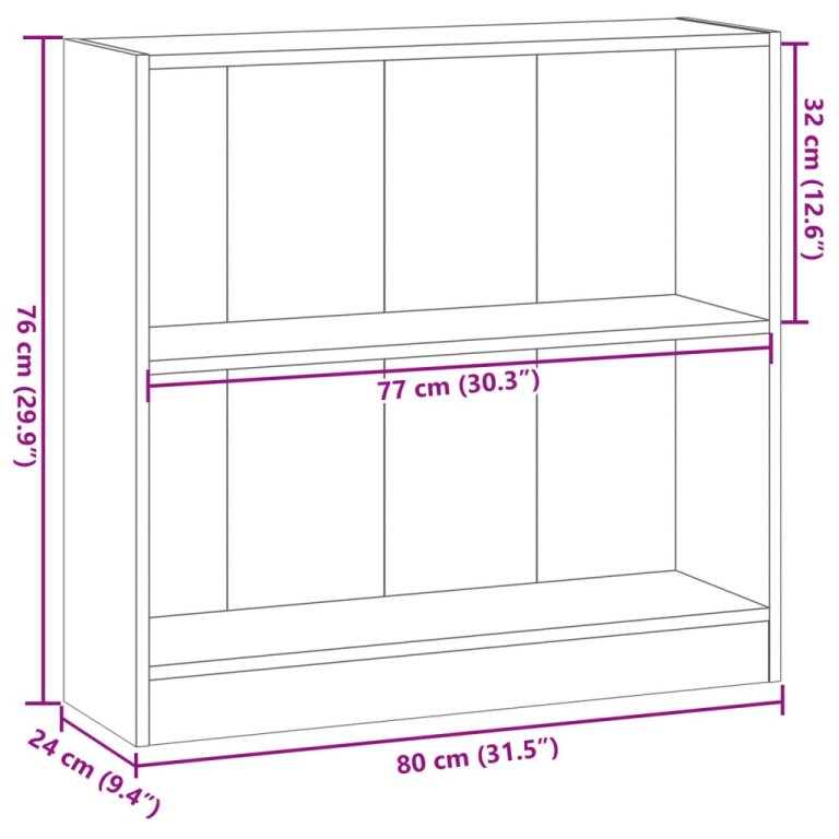 Bibliotecă, lemn vechi, 80x24x76 cm, lemn prelucrat