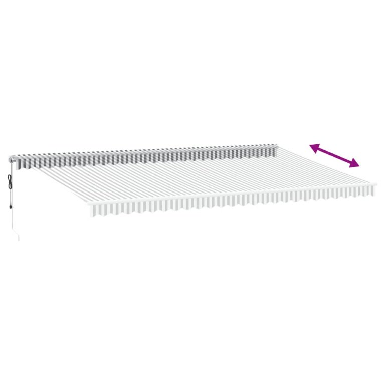 Copertină retractabilă automat cu LED, antracit/alb, 600x300 cm