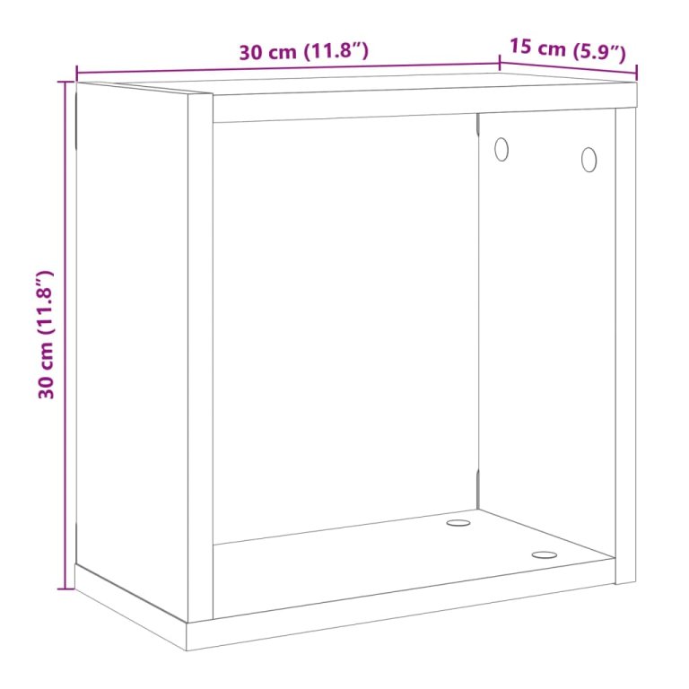 Rafturi de perete cub, 2 buc., lemn vechi, 30x15x30 cm lemn