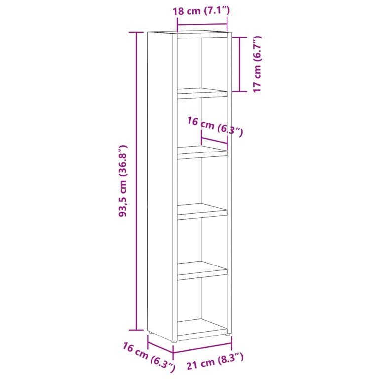 Dulapuri CD-uri, 2 buc. lemn vechi 21x16x93,5 cm lemn prelucrat