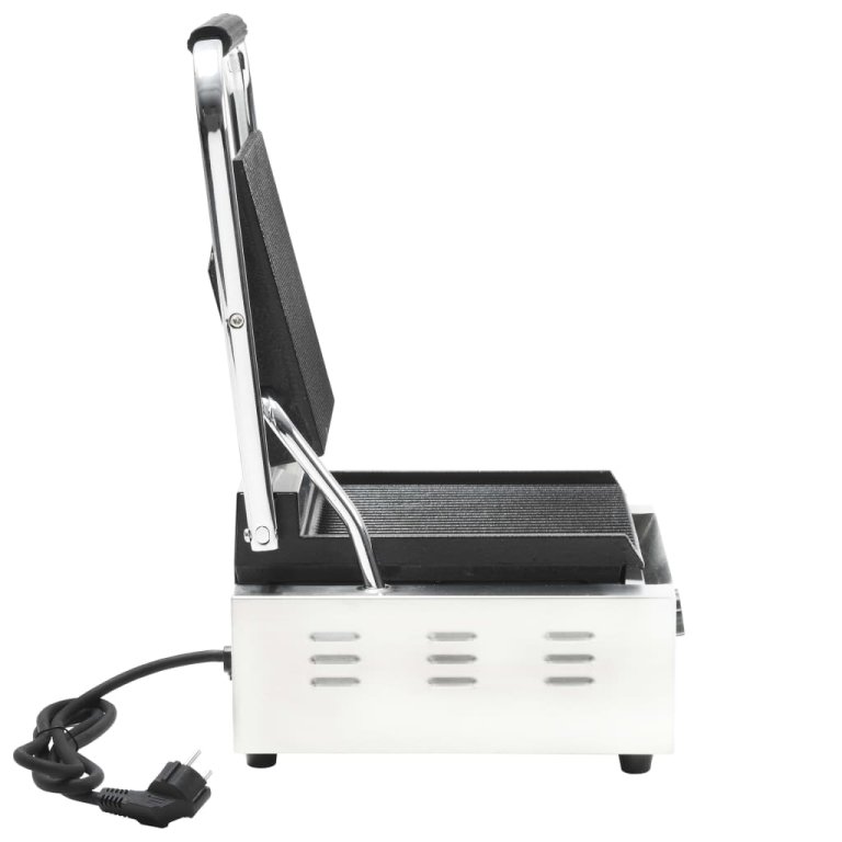 Grill Panini cu striații, 31x30,5x20 cm, inox, 1800 W