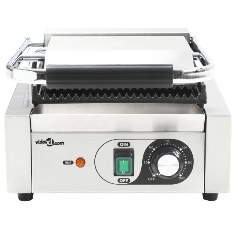 Grill Panini cu striații, 31x30,5x20 cm, inox, 1800 W